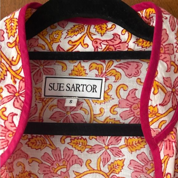Sue Sartor Pink Hand block Floral Kimono - Small - Picture 2 of 3